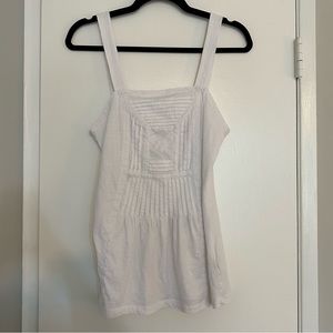 ANTHROPOLOGIE White Embroidered / Smocked Cotton Tank - Size Small